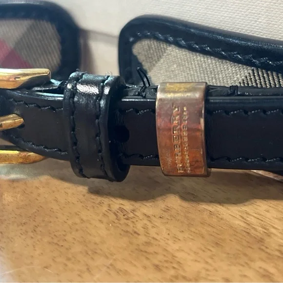 New In Box Burberry Check Leather Belt – Size 40/100 – Made in Italy